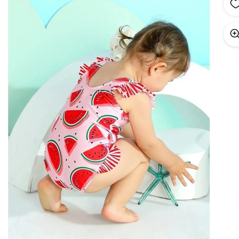 Toddler Girl Swimsuit Ruffled Sleeveless one piece